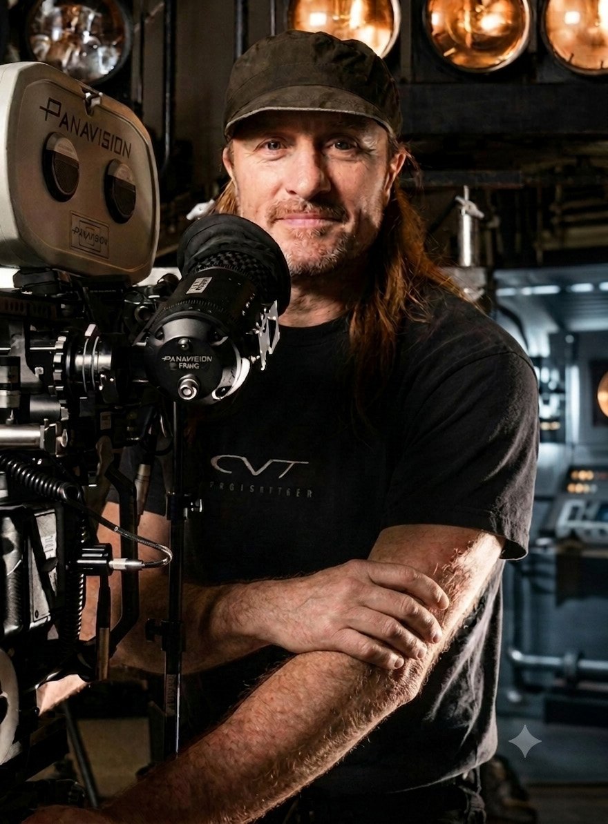 Egon Stephan Jr. behind a motion picture camera